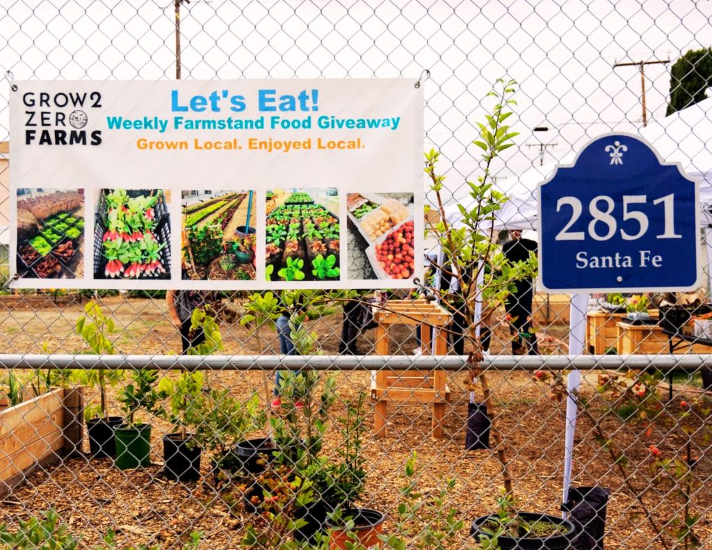 Grow2Zero's food distribution signage.